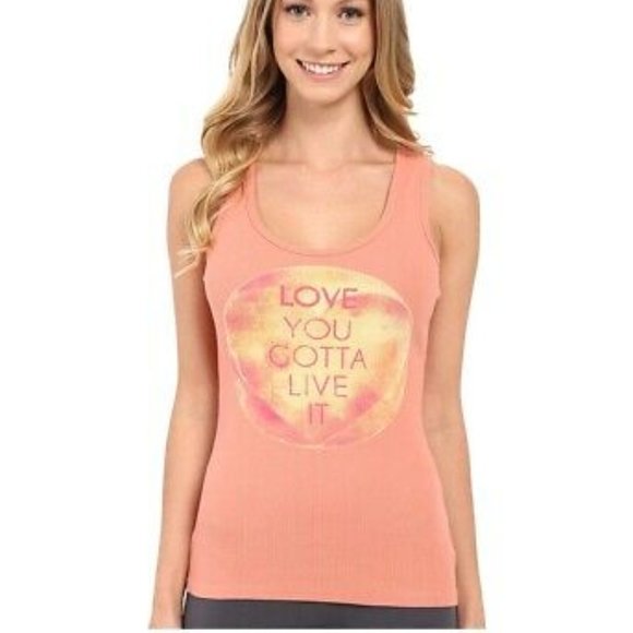 Life Is Good Peach Ribbed Racerback Sleep Tank Top - Picture 2 of 5